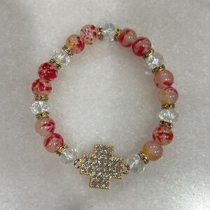 Stretch Rhinestone Cross Bracelet